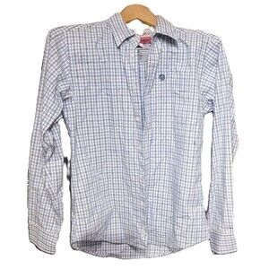 Wrangler George Strait Cowboy Cut Long Sleeve Shirt YOUTH XL XG TG White w Blue